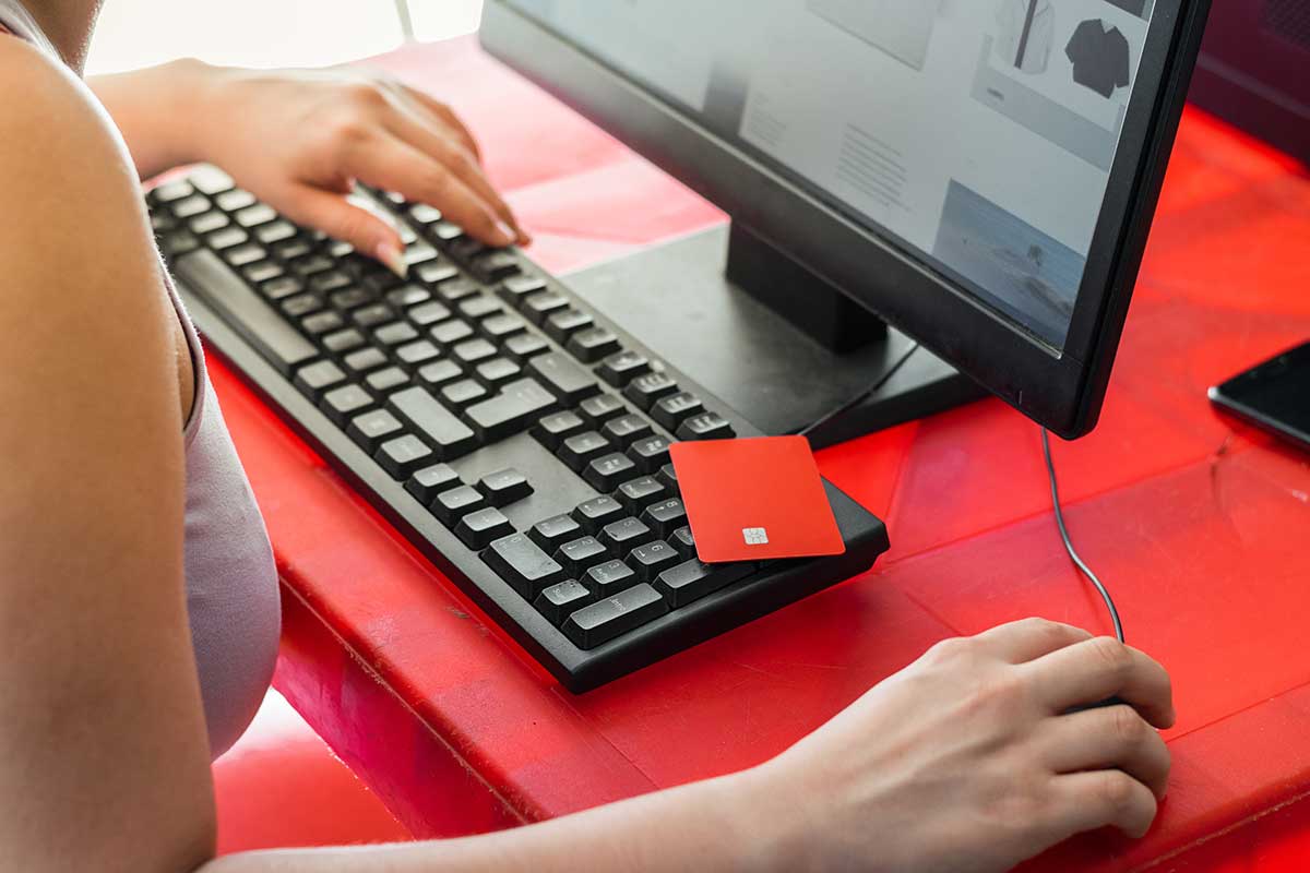 Red Credit Card On Keyboard