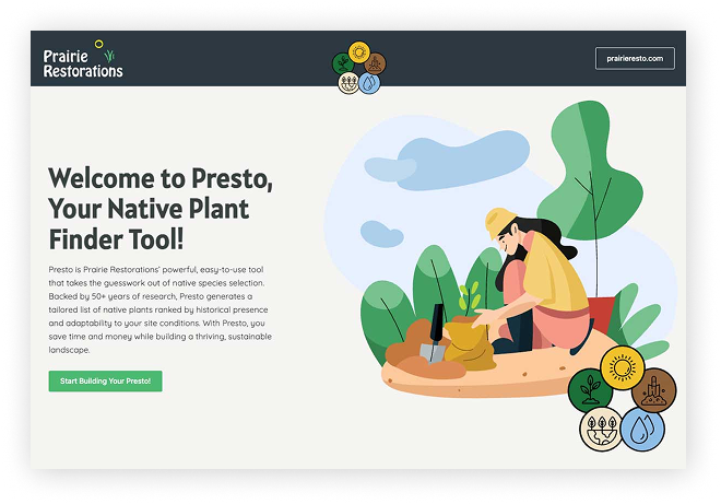 Screenshot of Presto landing page