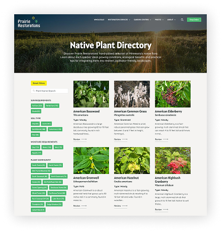 Screenshot of Native Plant Directory