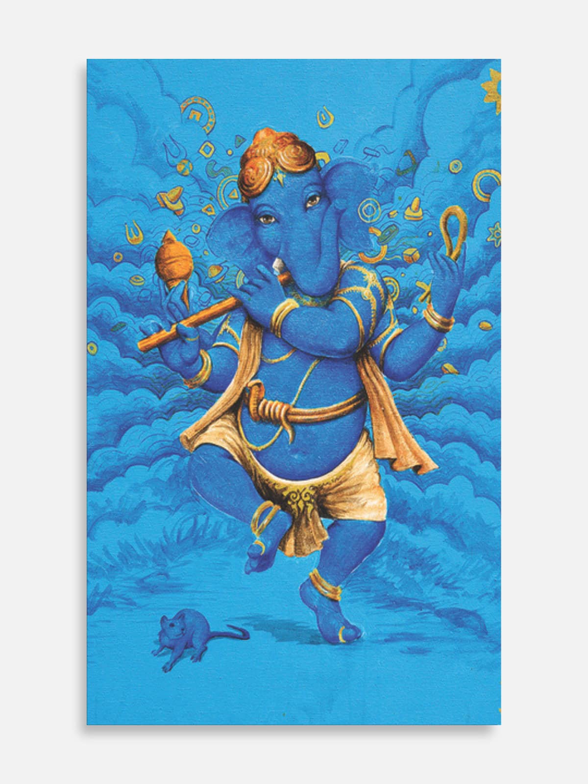 Blue Dancing Ganesha with Flute