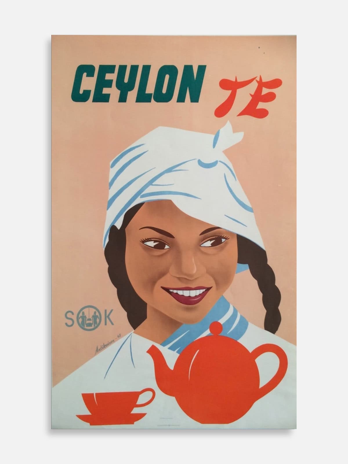 Ceylon Te Red Tea Pot & Cup