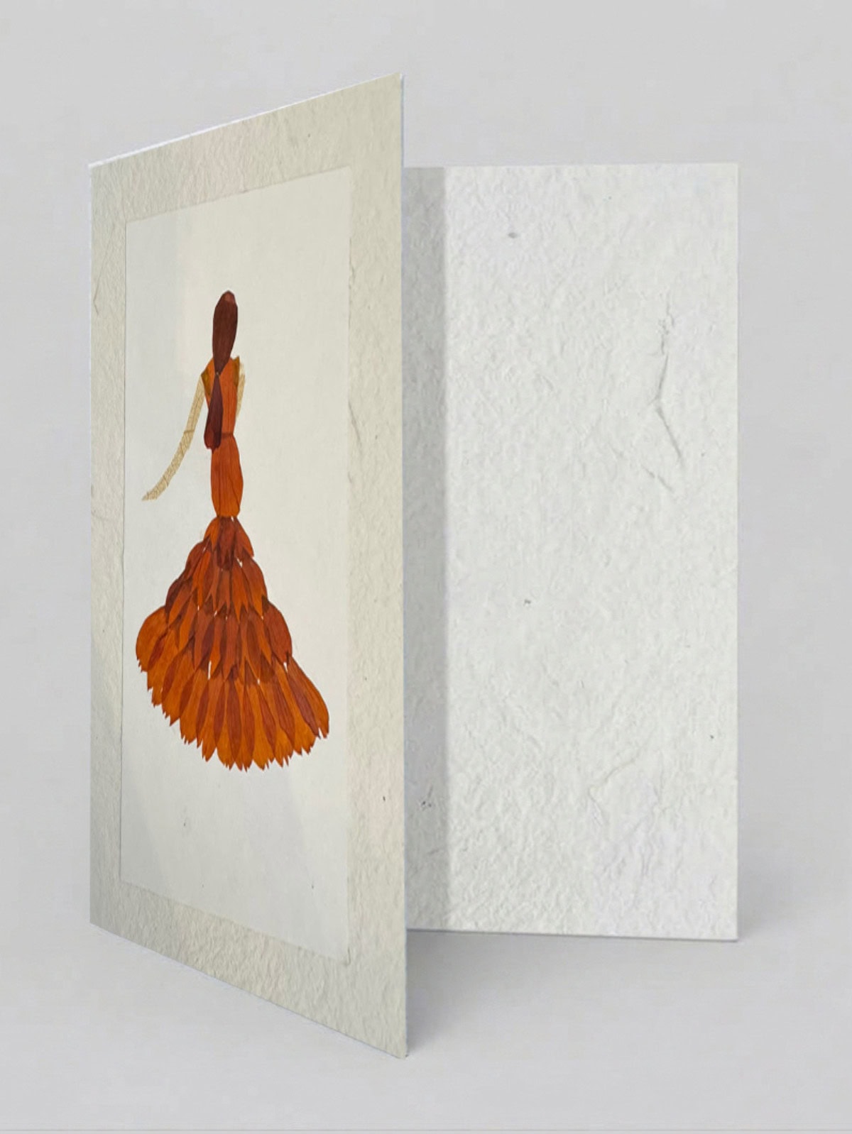 Girl in Orange Dress Flower Greeting Card - Image 2