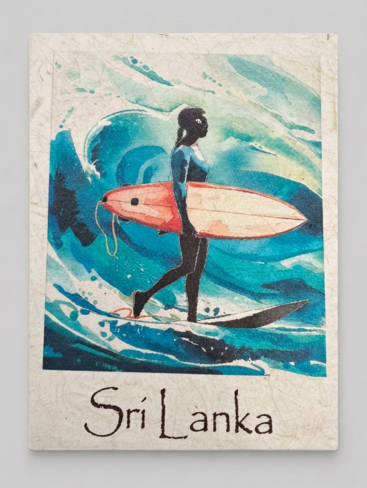 Surfer Girl on The Waves Mana Grass Greeting Card