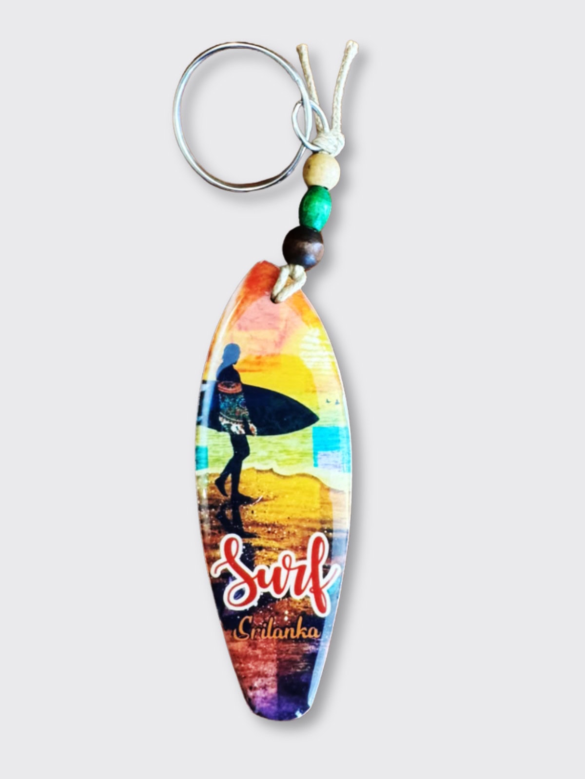Vibrant Color Surfer Girl Surf Ceylon Key Tag