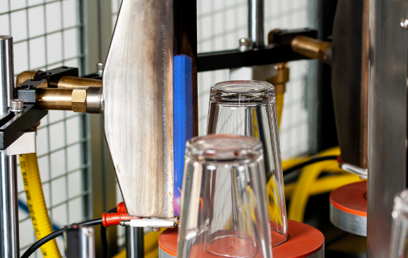 Inkcups’ MagiCoat flame treatment system used to prepare glass drinkware for printing