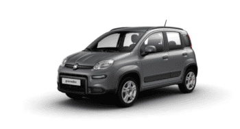 Auto Fiat Panda grigia, compatta e pratica disponibile per il noleggio presso Insubria Rental.