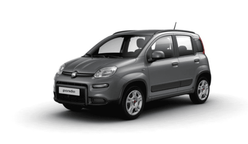 Auto Fiat Panda grigia, compatta e pratica disponibile per il noleggio presso Insubria Rental.