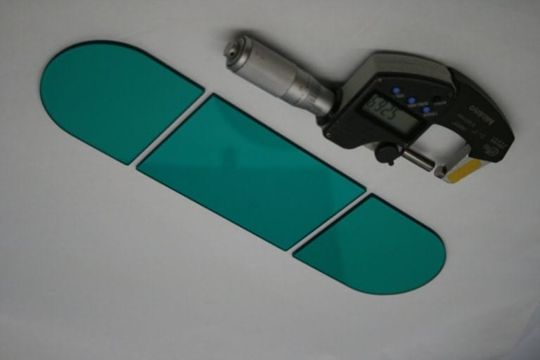 CNC edged custom optical filters in coloured filter glass