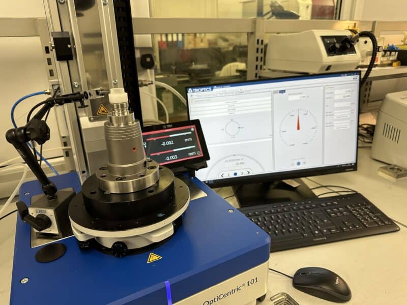 Custom Optics Manufacturer UK 13 Trioptics OptiCentric lens centration measurement at Kingsview Optical