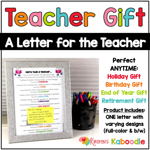 Teacher Gift: A Letter to the Teacher