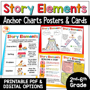 Story Elements Anchor Charts: Story Structure Reading Skills Reference Sheets