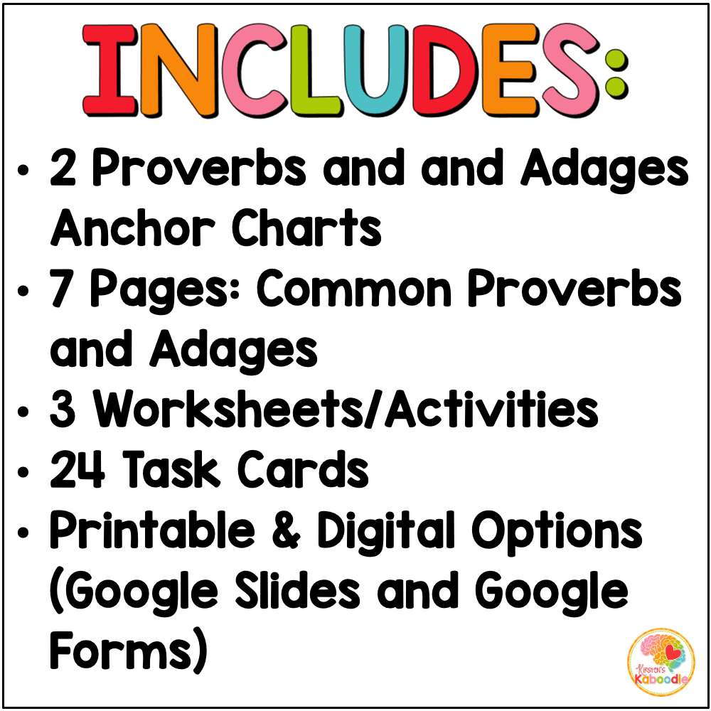 Proverbs and Adages Activities: Task Cards, Anchor Charts, and Worksheets - preview 1