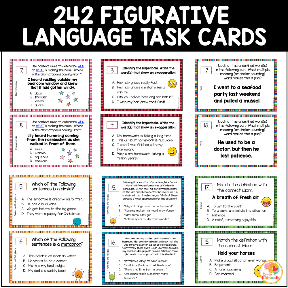 Figurative Language Activities, Worksheets, Task Cards, and Anchor Charts BUNDLE - preview 2