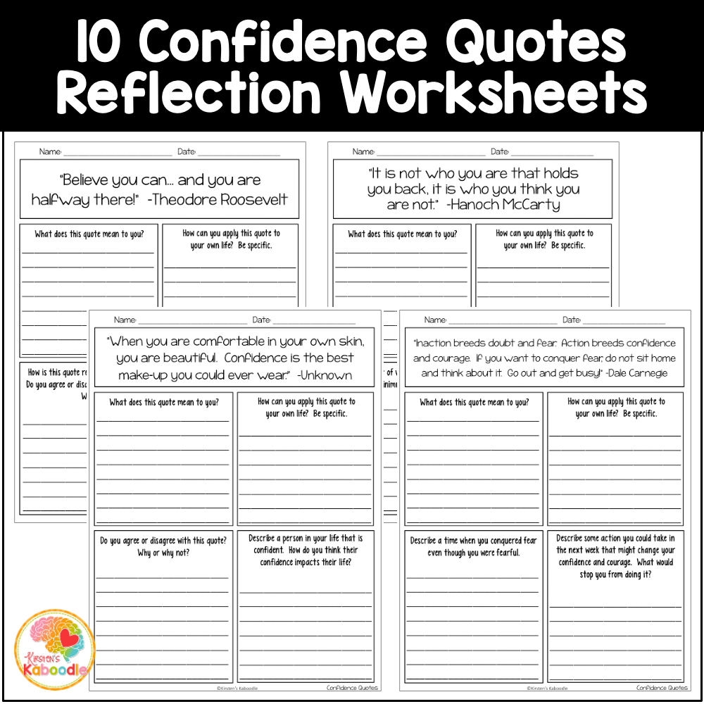 confidence-quotes-posters-and-reflection-worksheets