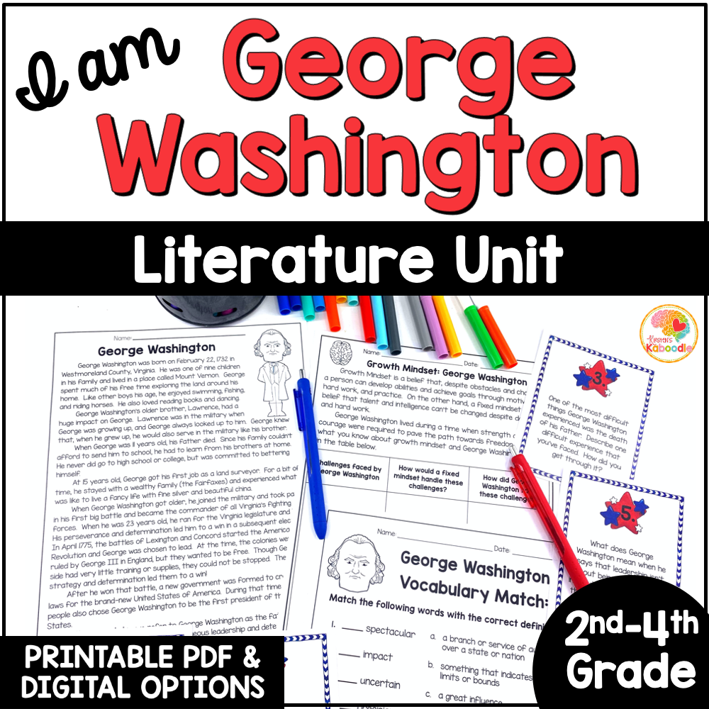 I Am George Washington by Brad Meltzer Literature Book Activities