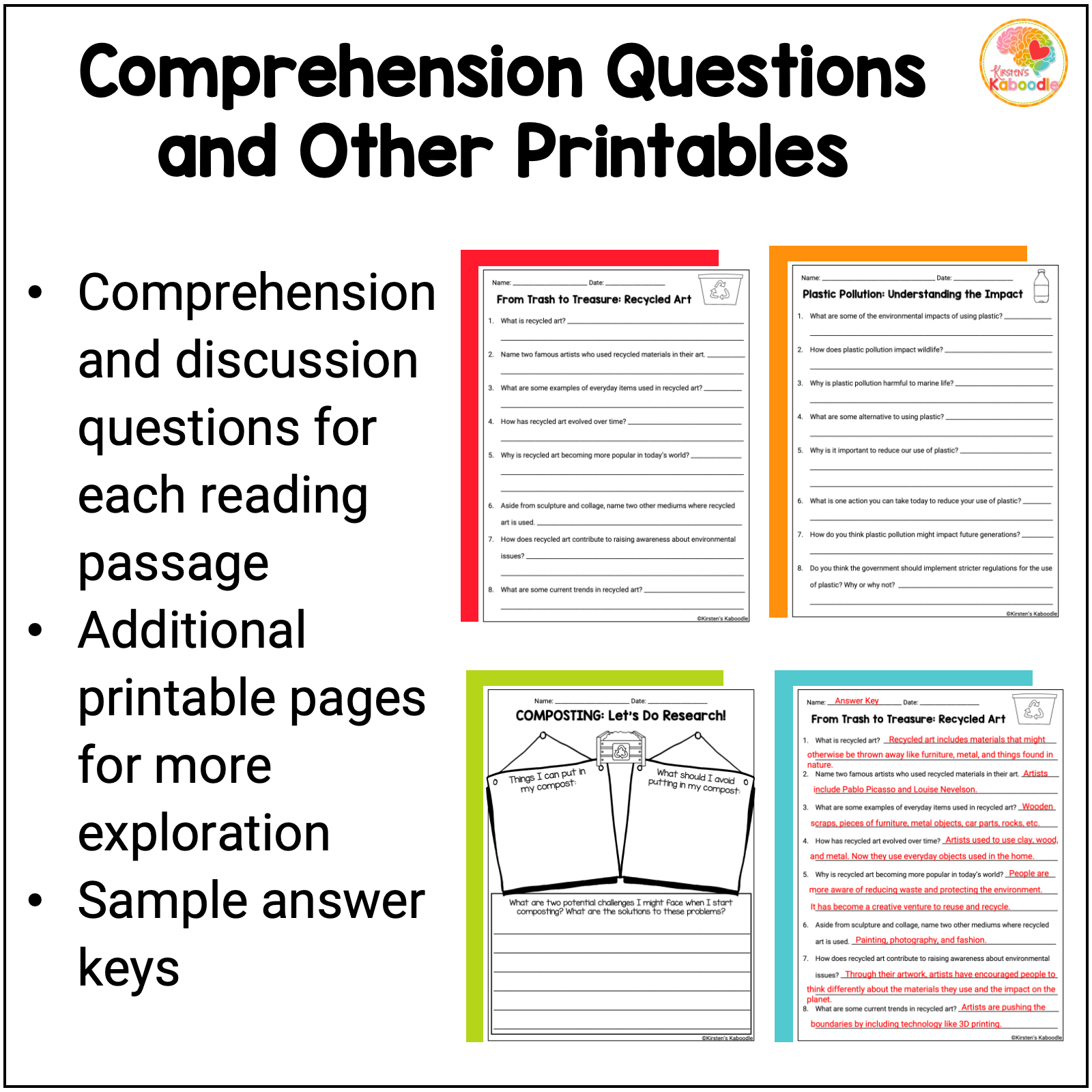Earth Day Activities: Writing Prompts, Reading Passages, Comprehension, & Posters - Image 3