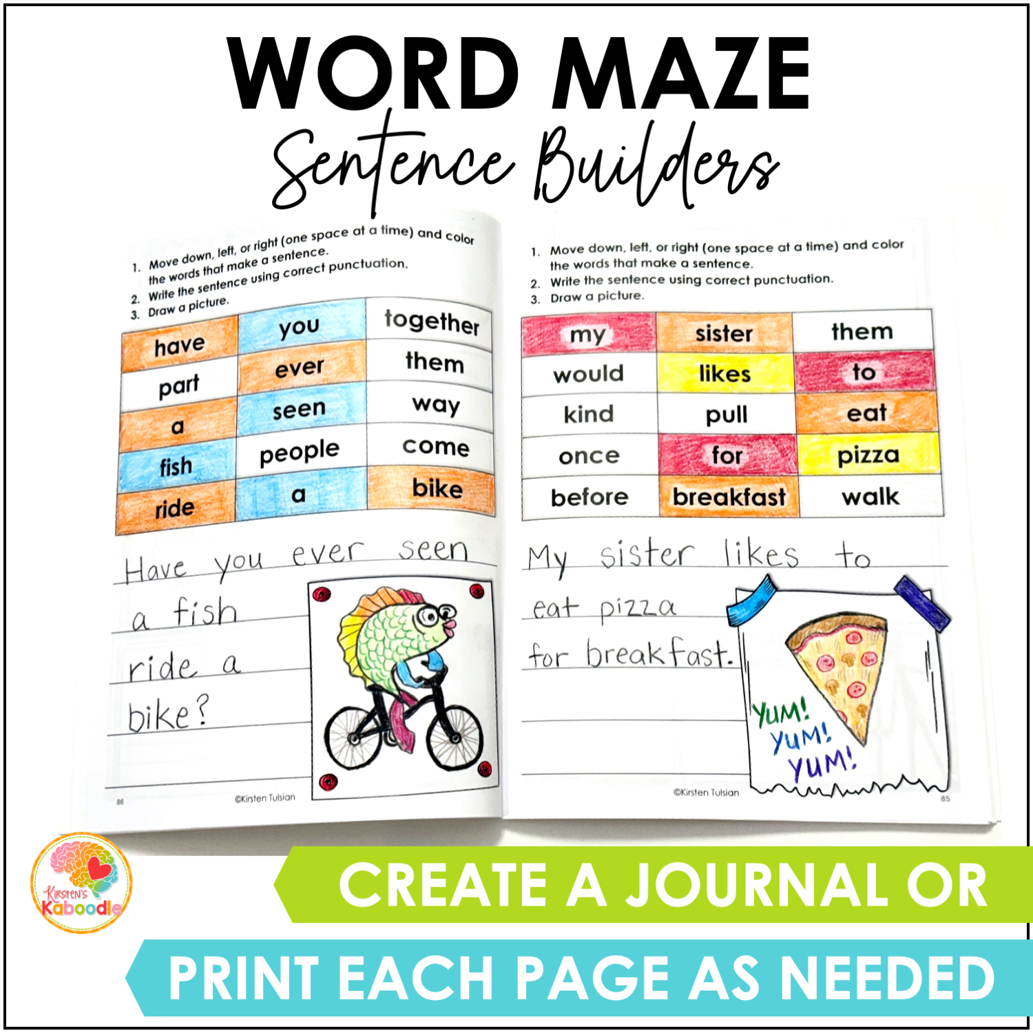 111 Word Maze Sentence Builders™: LEVEL TWO Sentence Writing Activities for 1st & 2nd Grade - Image 3