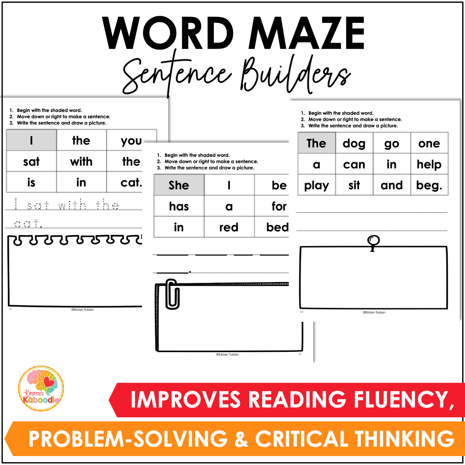 111 Word Maze Sentence Builders™: LEVEL ONE Sentence Writing Activities for Kinder & 1st Grade - Image 2