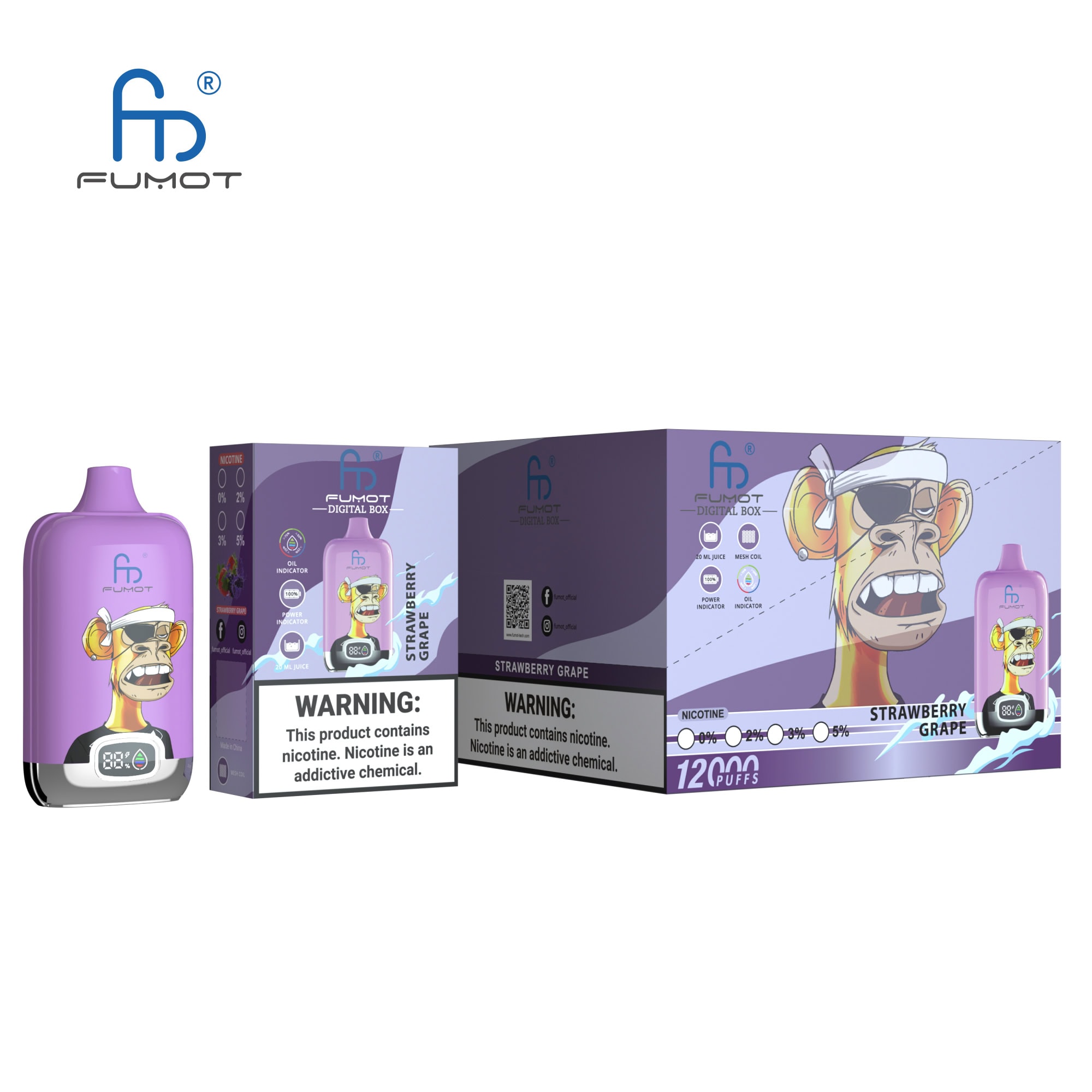 Fumot Digital Box 12000 Strawberry Grape - Imagen 3