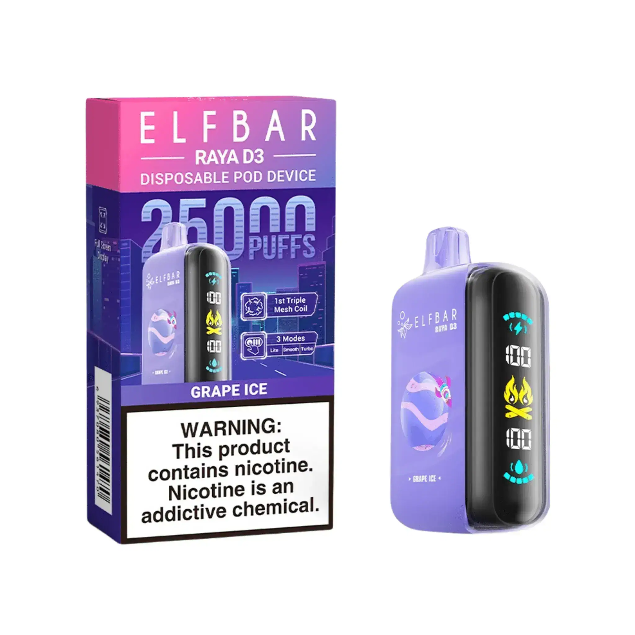 ELF BAR RAYA D3 25000 Grape Ice - Image 2