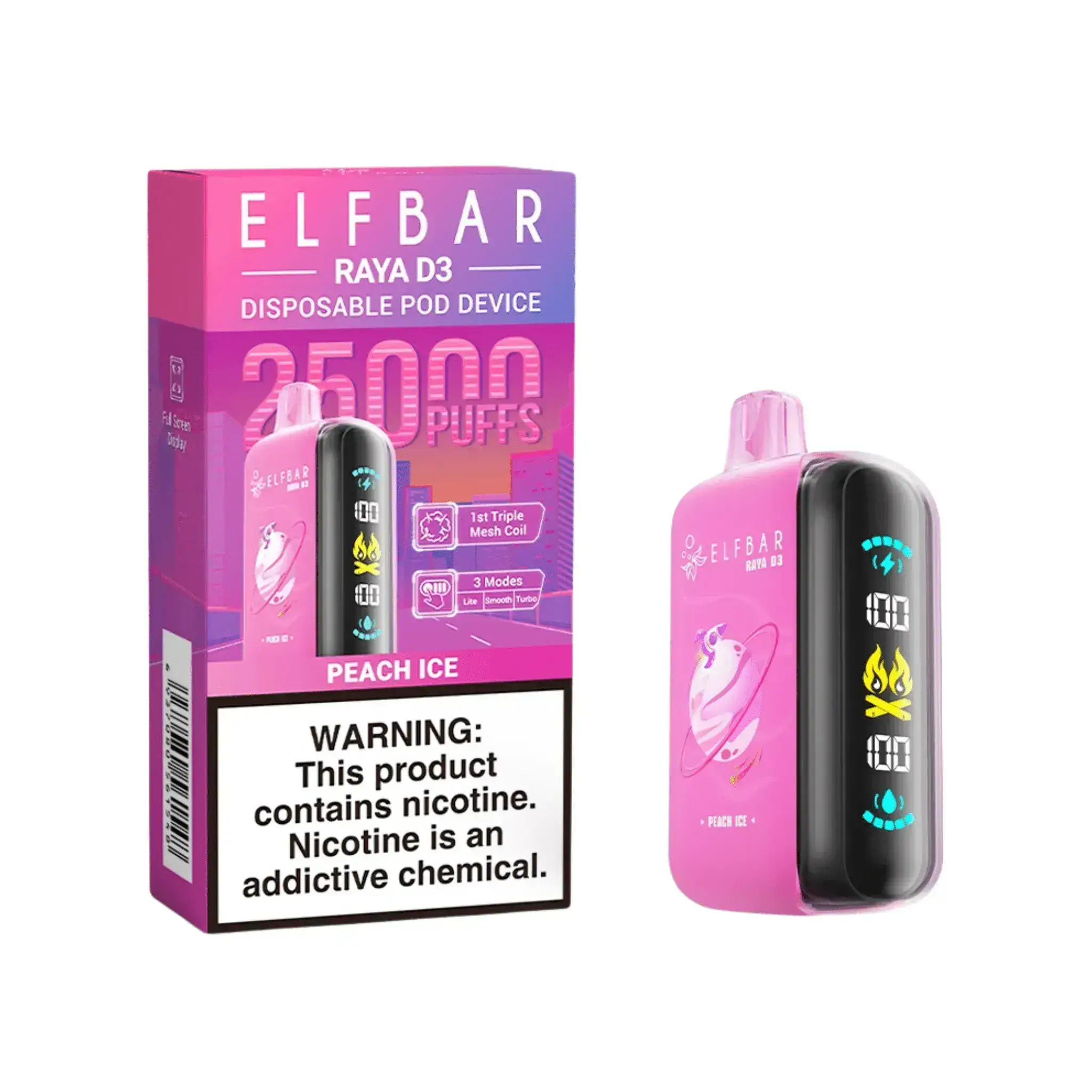 ELF BAR RAYA D3 25000 Peach Ice - Image 2