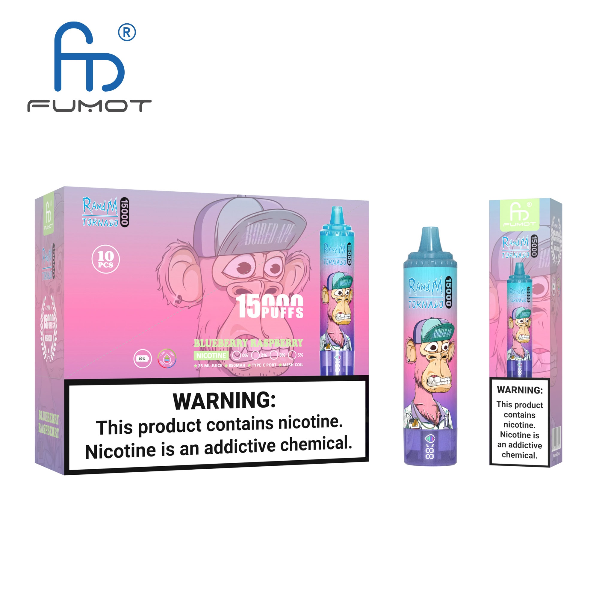 Fumot Tornado 15000 Blueberry Raspberry - Imagen 3