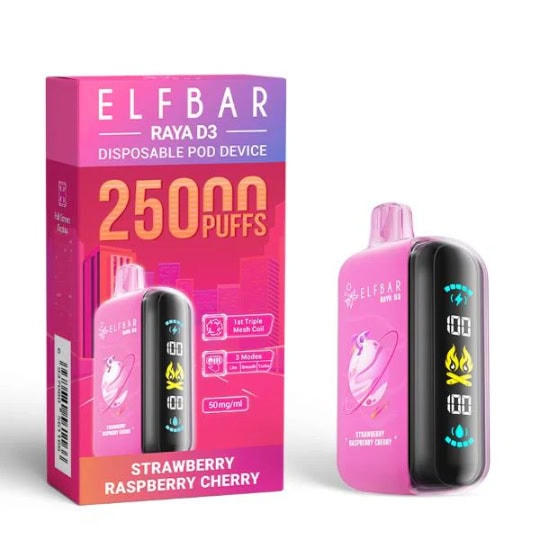 ELF BAR RAYA D3 25000 Strawberry Raspberry Cherry - Image 2