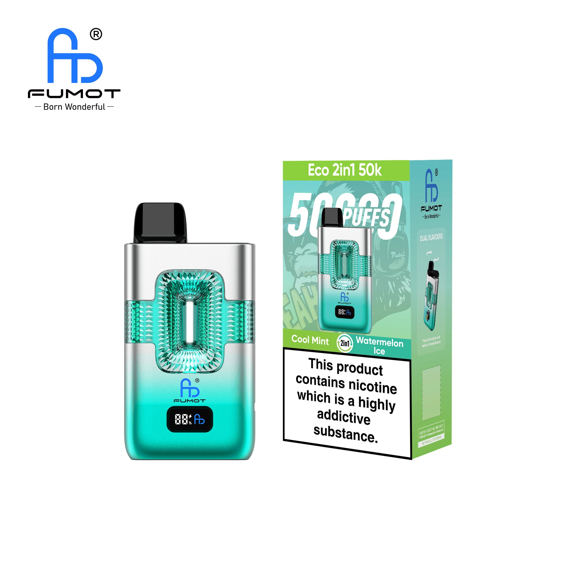 Fumot ECO 2in1 50K Cool Mint & Watermelon Ice - Imagen 2