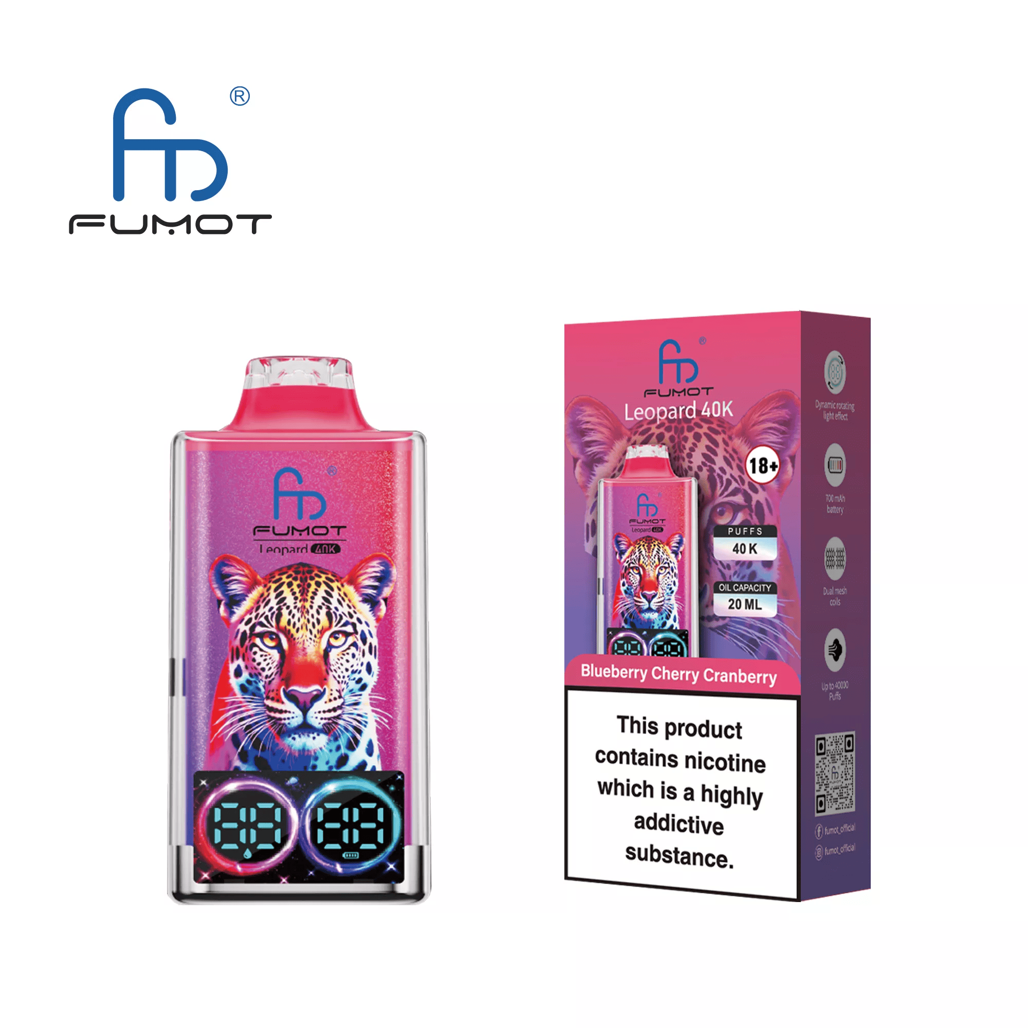 Fumot Leopard 40000 Blueberry Cherry Cranberry - Image 3