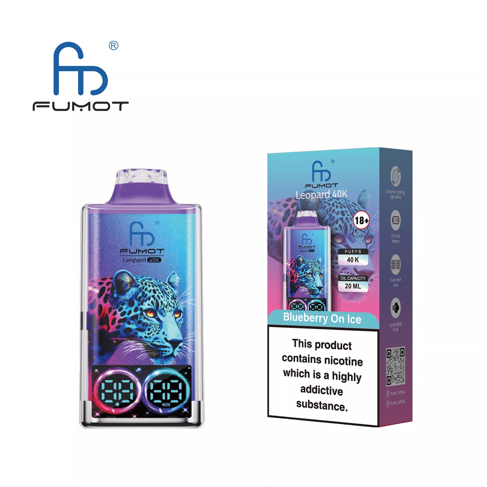 Fumot Leopard 40000 Blueberry on Ice - Image 3
