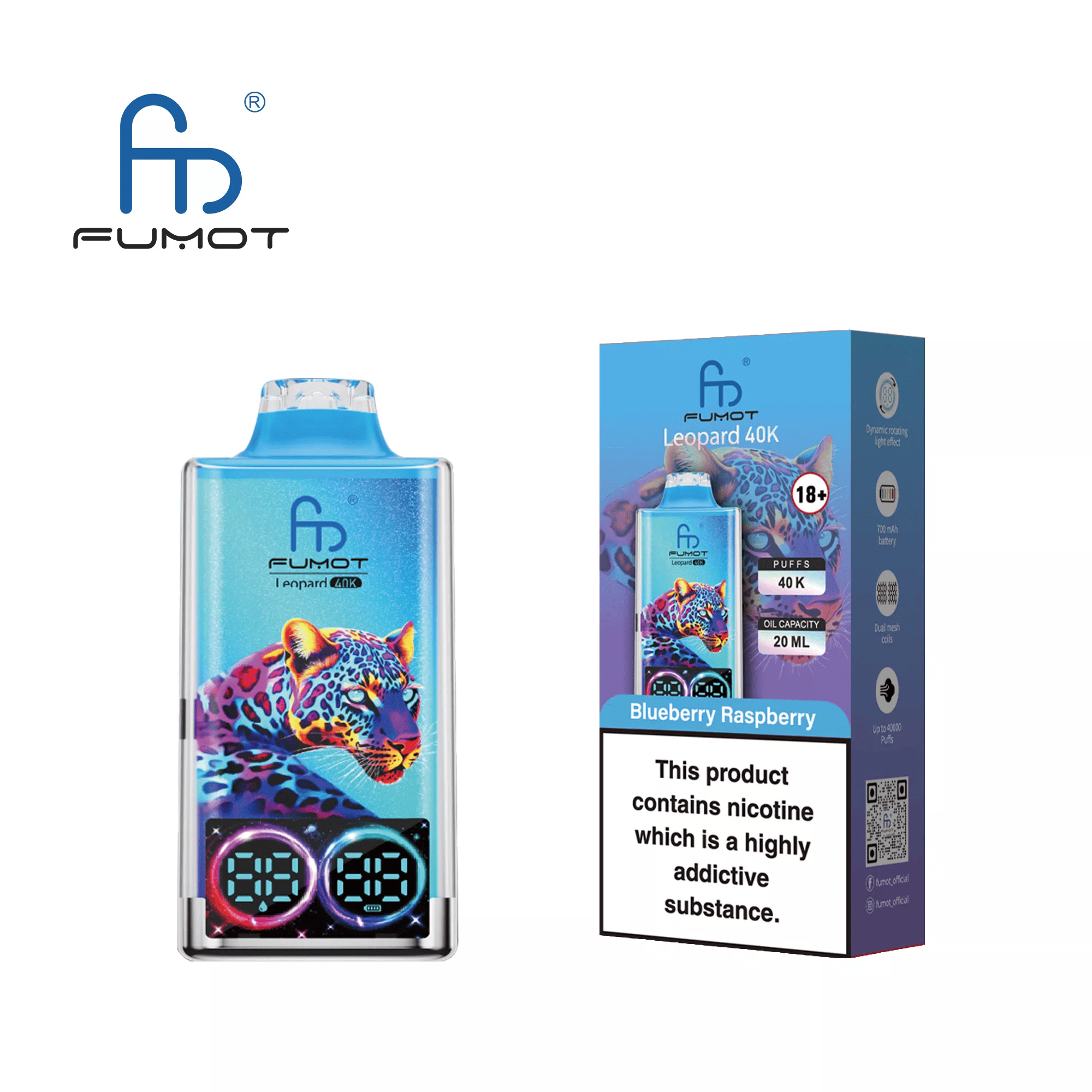 Fumot Leopard 40000 Blueberry Raspberry - Image 3