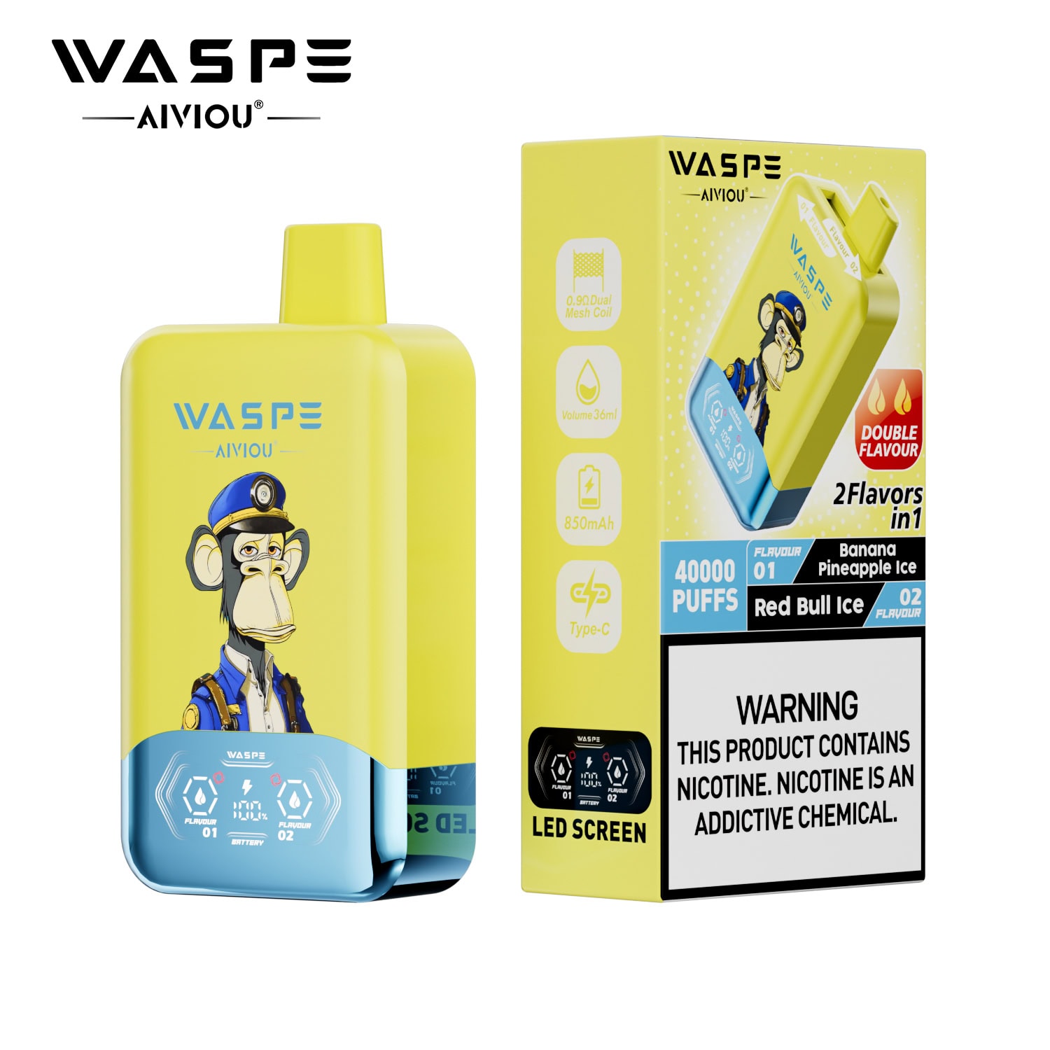 WASPE AIVIOU 40000 Banana Pineapple Ice & Red Bull Ice - Image 2