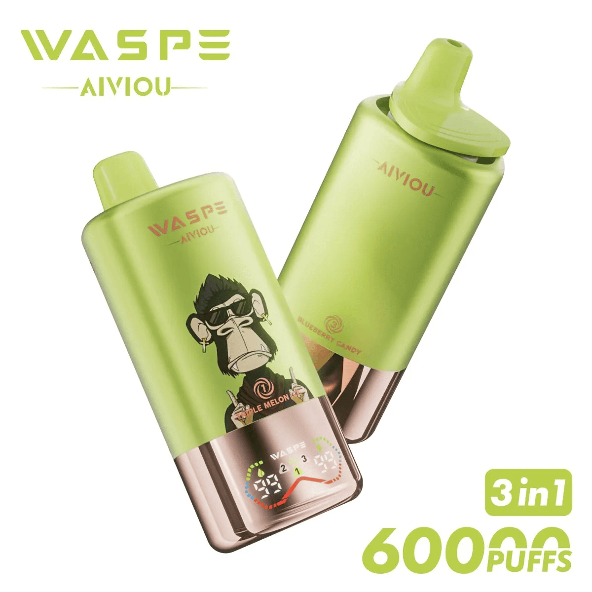 WASPE AIVIOU 60000 Triple Melon Ice & Rainbow Candy & Blueberry Candy