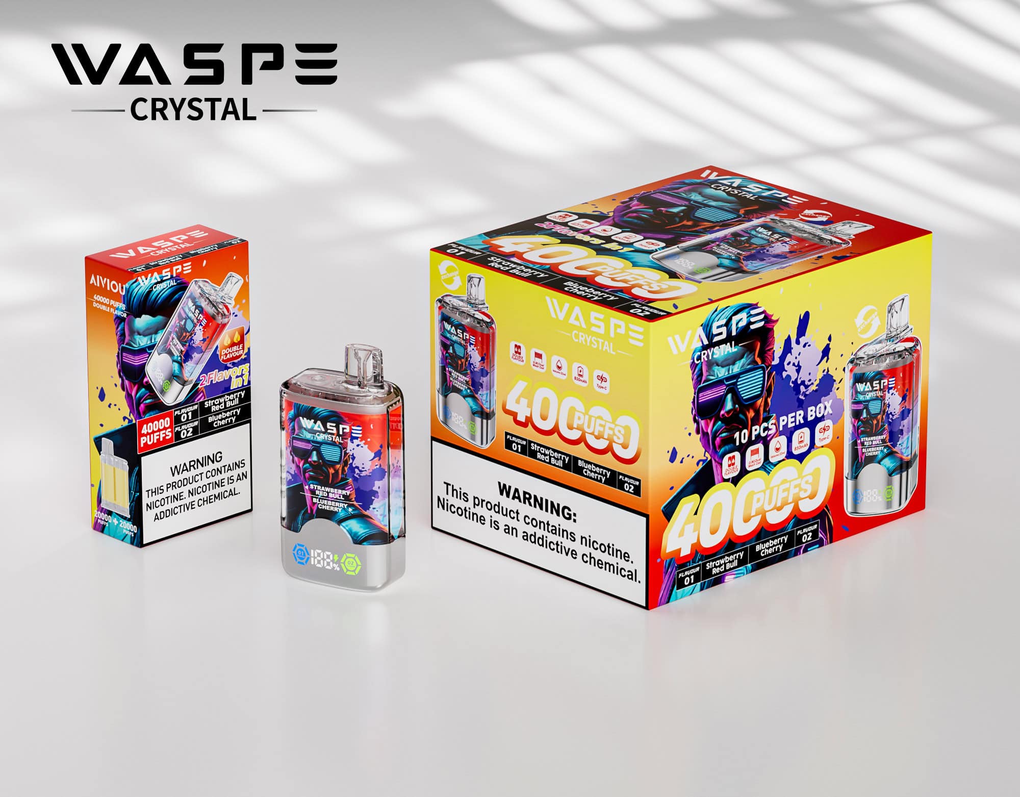 WASPE Crystal 40000 Strawberry Red Bull & Blueberry Cherry - Image 3