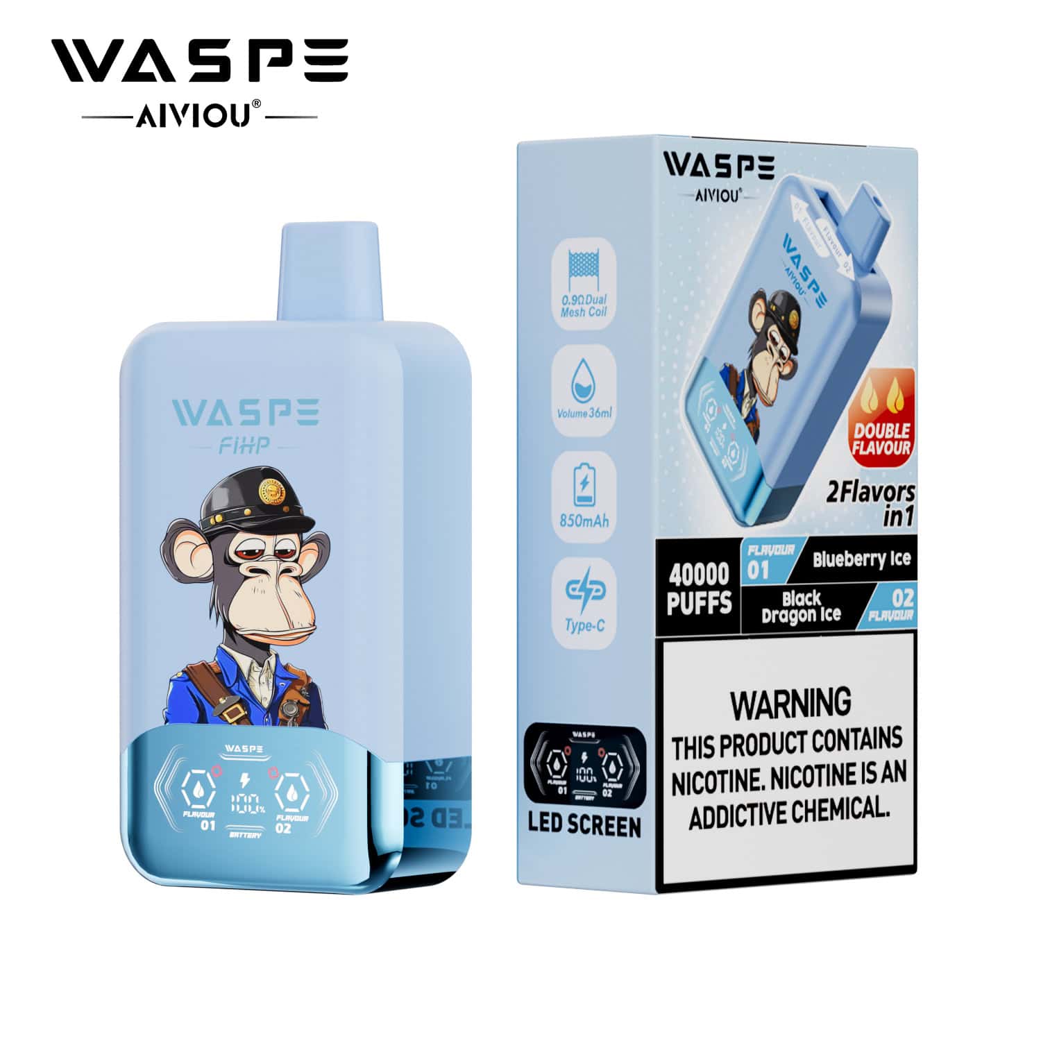 WASPE AIVIOU 40000 Blueberry Ice & Black Dragon Ice - Image 2