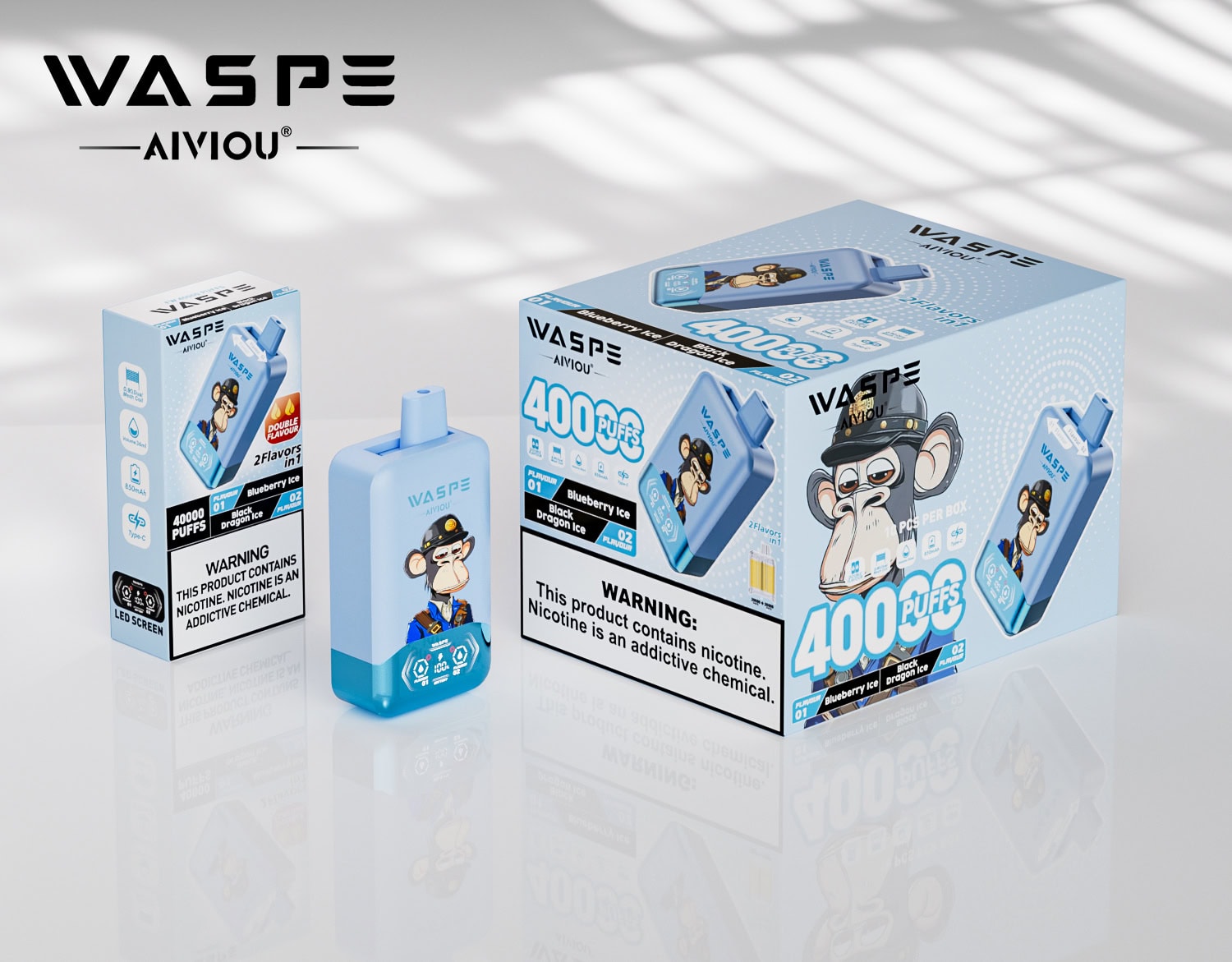 WASPE AIVIOU 40000 Blueberry Ice & Black Dragon Ice - Image 3