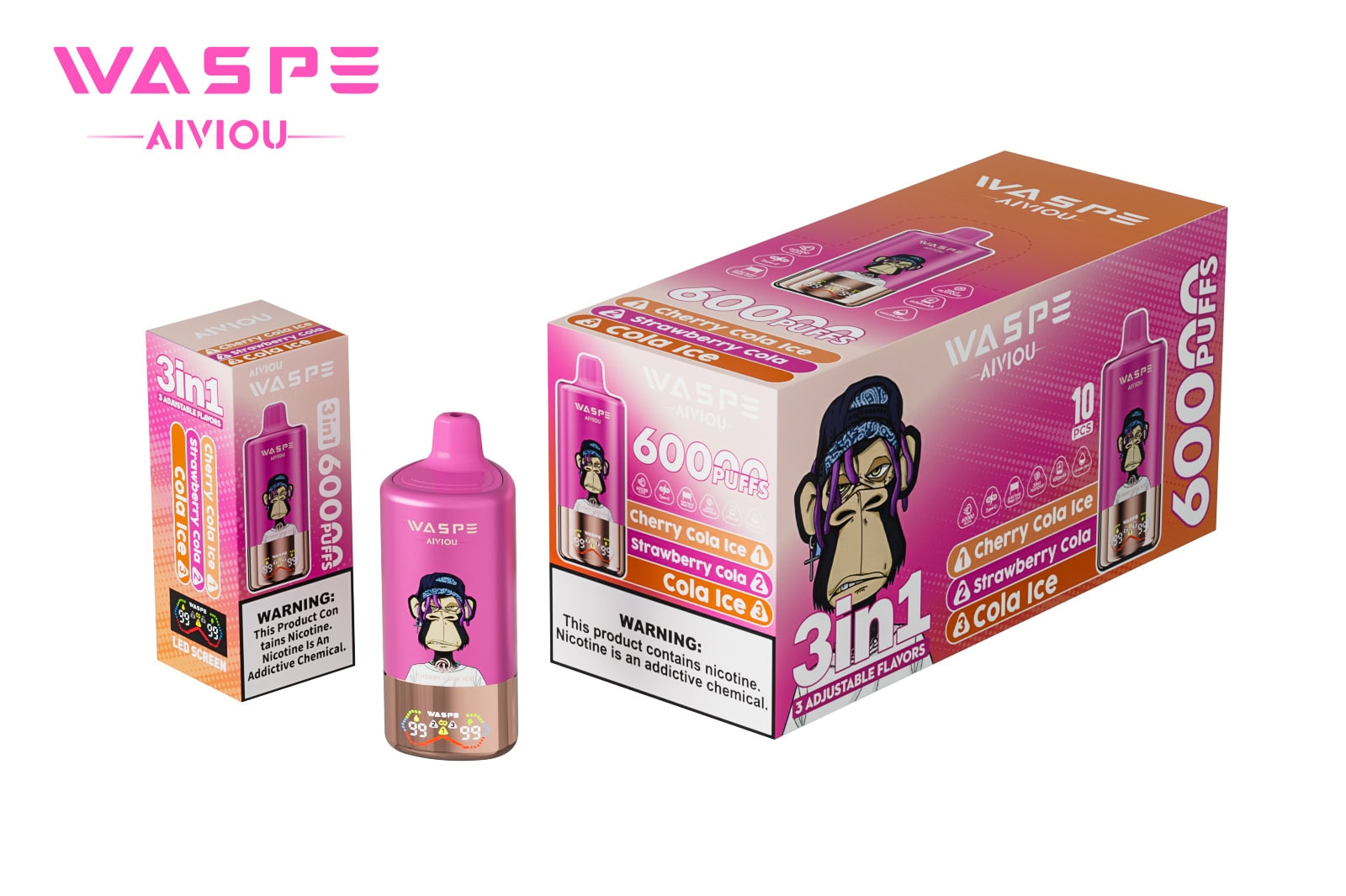 WASPE AIVIOU 60000 Cherry Cola Ice & Strawberry Cola & Cola Ice - Image 3