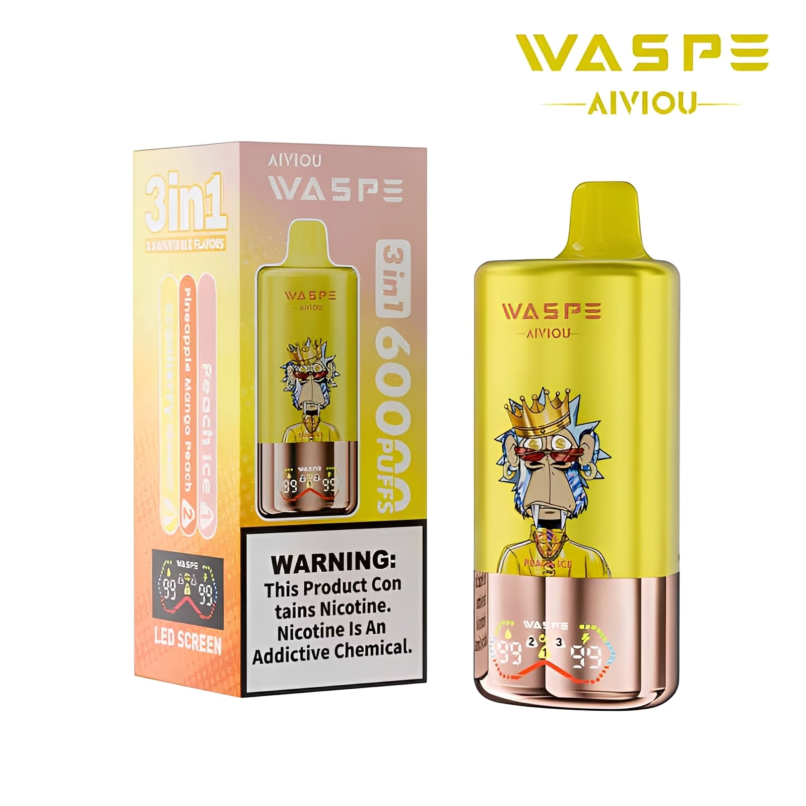 WASPE AIVIOU 60000 Peach Ice & Pineapple Mango Peach & Cranberry Lemon - Image 2