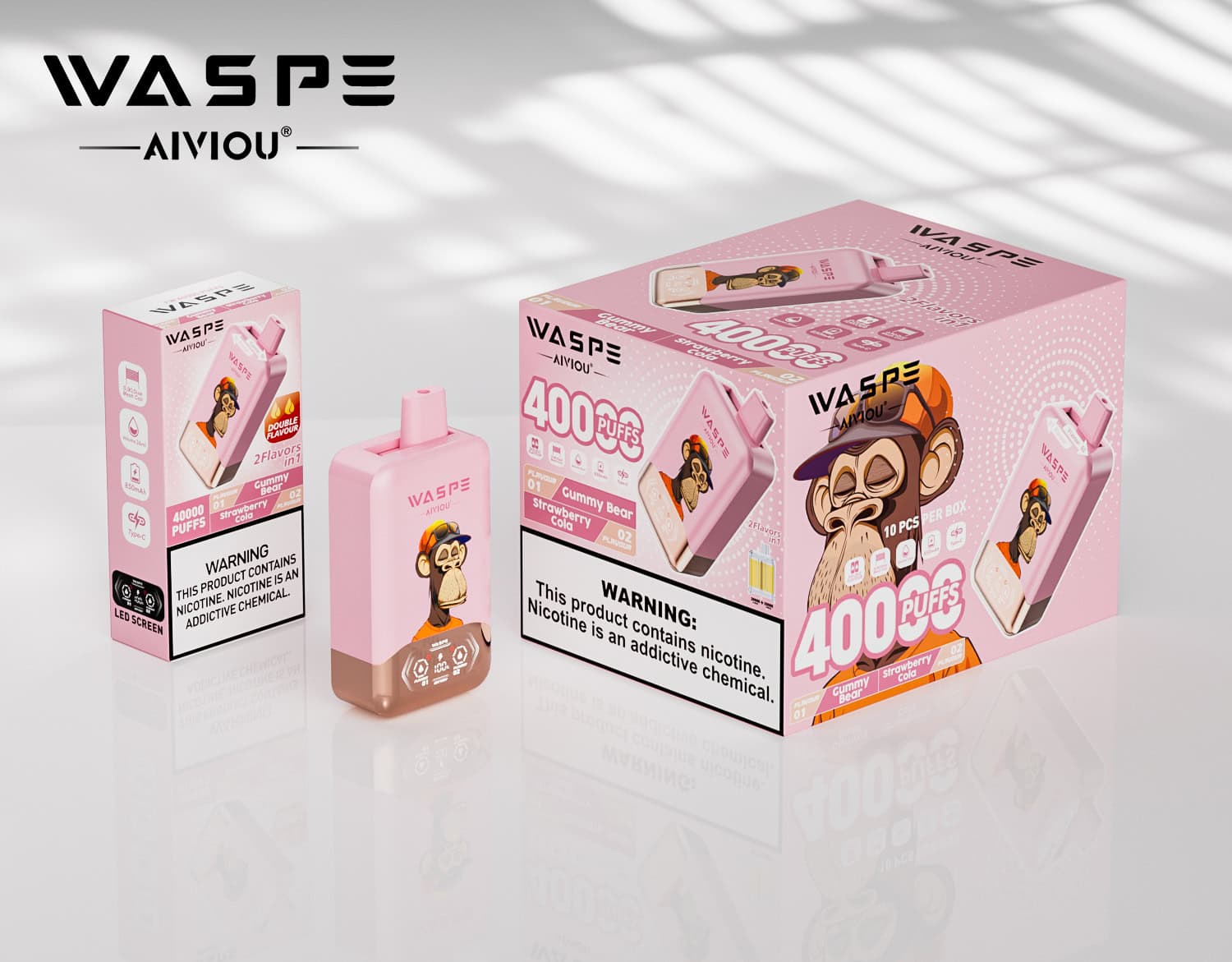 WASPE AIVIOU 40000 Gummy Bear & Strawberry Cola - Imagen 3