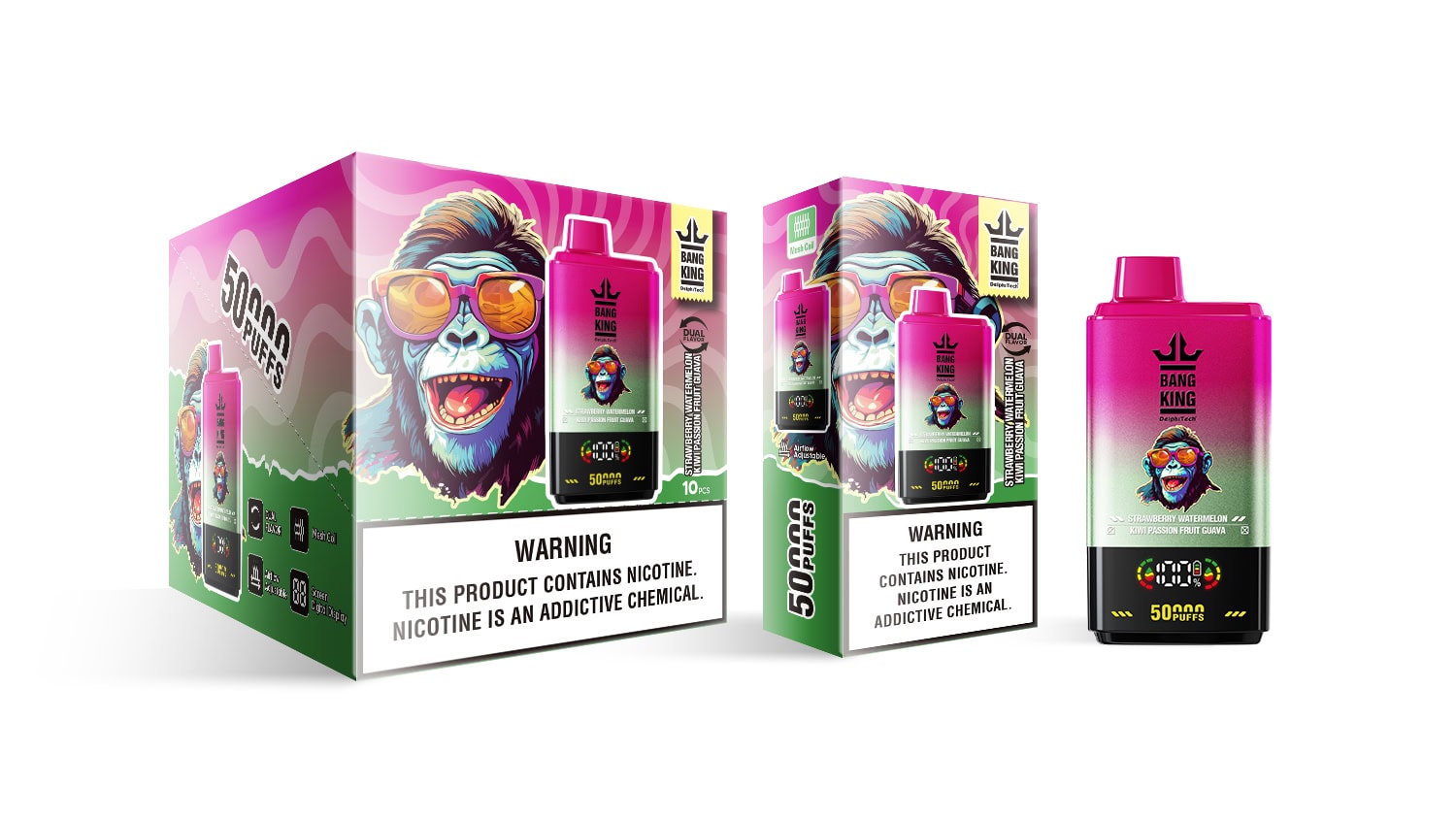 Bang King 50000 Strawberry Watermelon & Kiwi Passion Fruit Guava – Bild 2