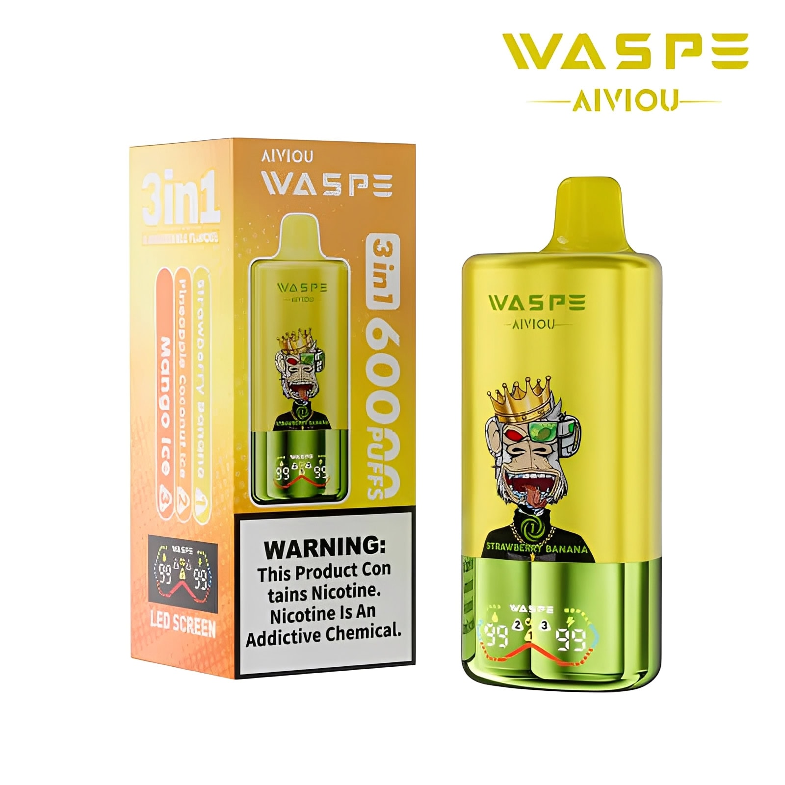 WASPE AIVIOU 60000 Strawberry Banana & Pineapple Coconut Ice & Mango Ice - Image 2