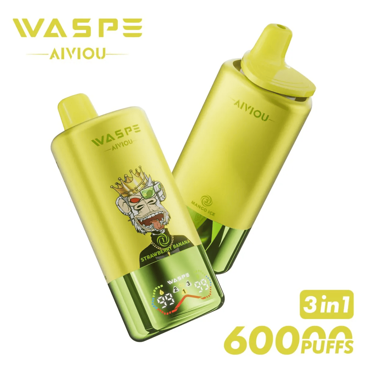 WASPE AIVIOU 60000 Strawberry Banana & Pineapple Coconut Ice & Mango Ice