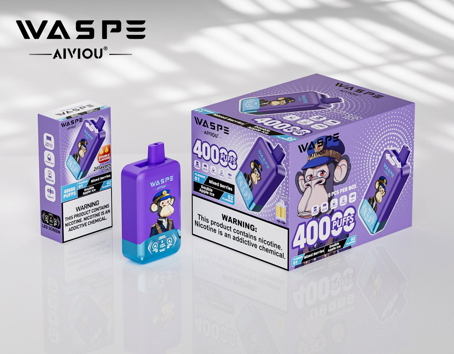 WASPE AIVIOU 40000 Mixed Berries & Double Apple Ice - Image 3