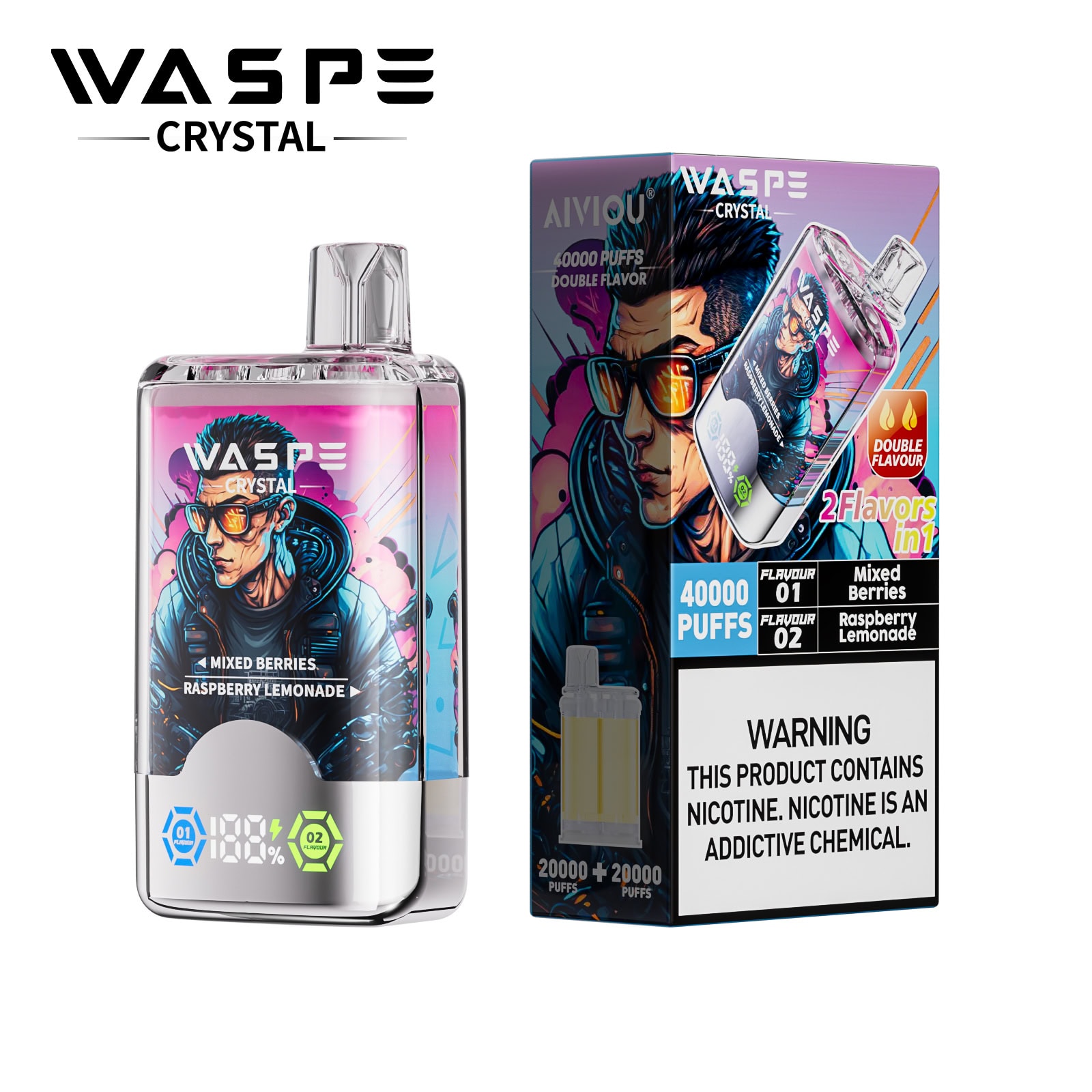 WASPE Crystal 40000 Mixed Berries & Raspberry Lemonade – Bild 2