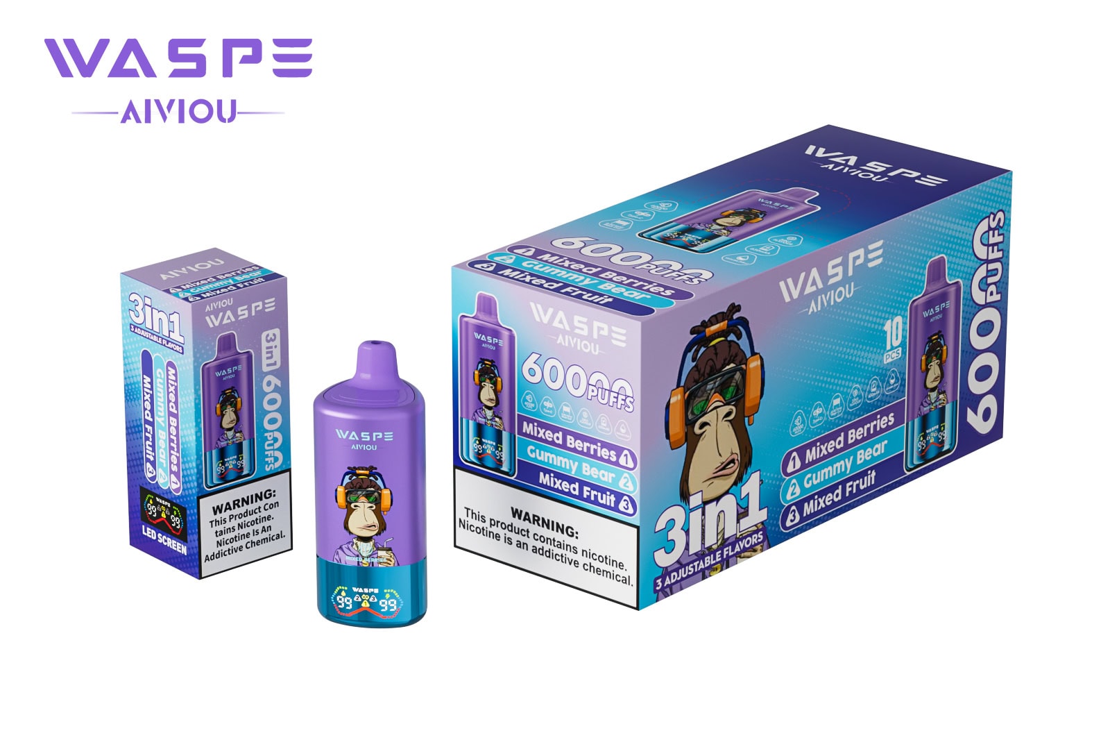 WASPE AIVIOU 60000 Mixed Berries & Gummy Bear & Mixed Fruit - Image 3