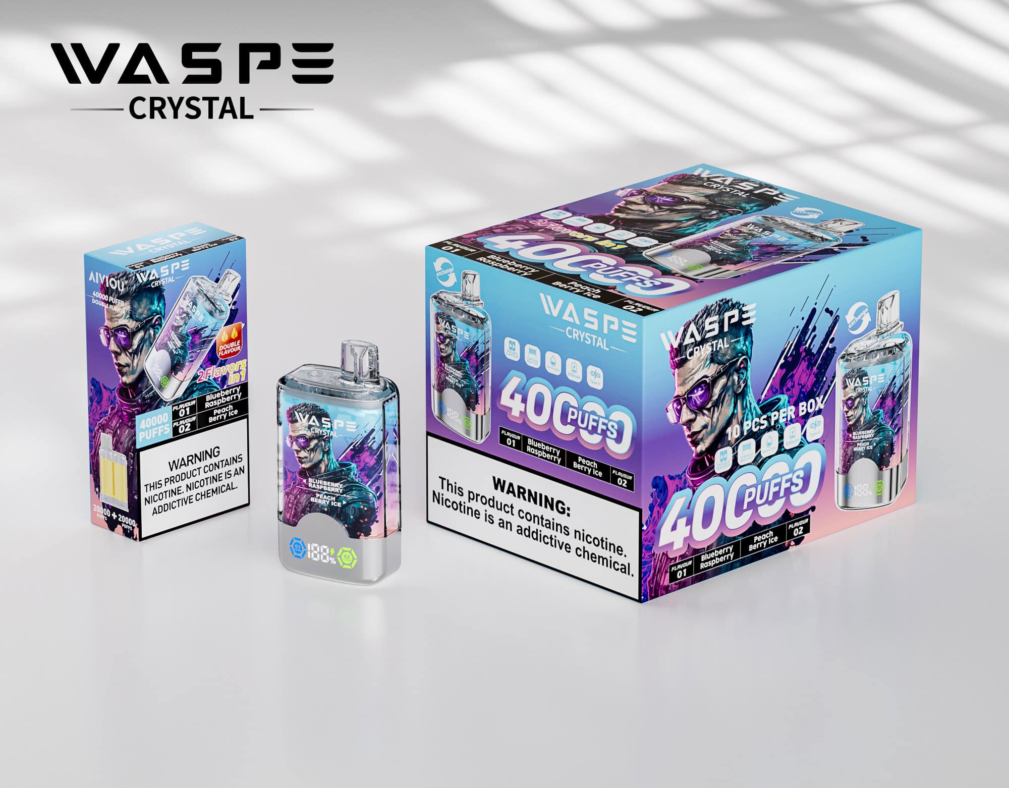 WASPE Crystal 40000 Blueberry Raspberry & Peach Berry Ice – Bild 3