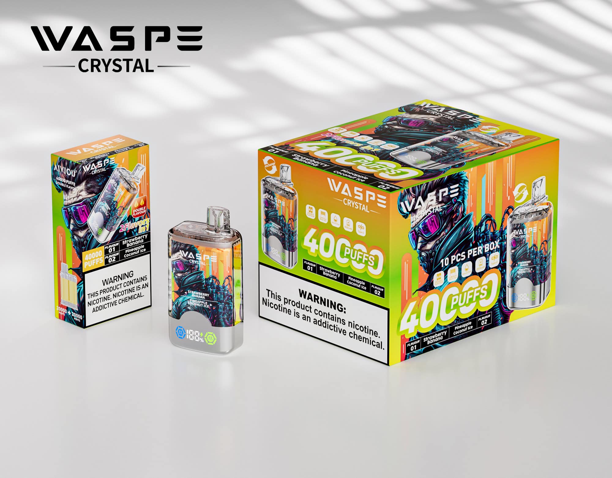 WASPE Crystal 40000 Strawberry Banana & Pineapple Coconut Ice - Image 3