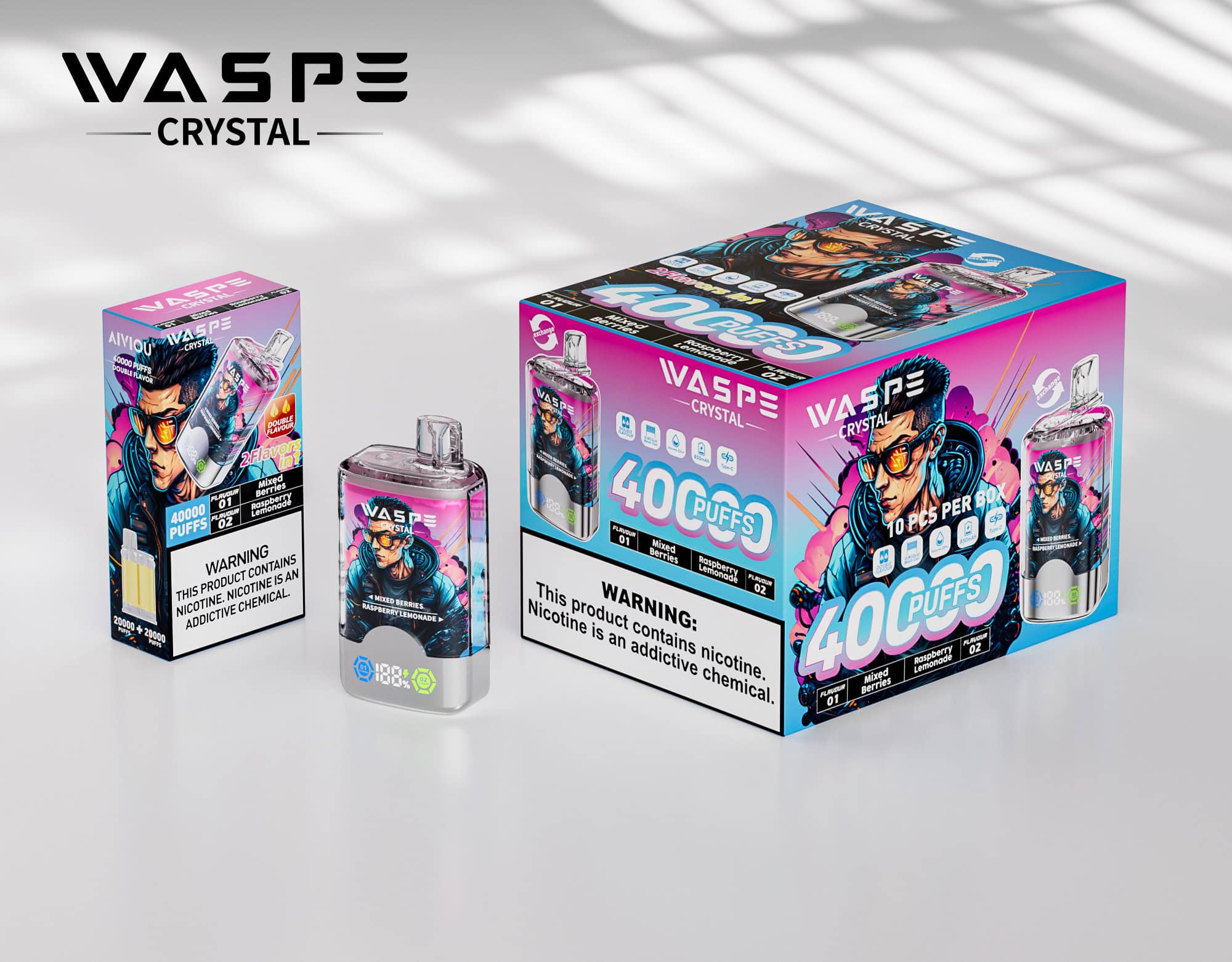 WASPE Crystal 40000 Mixed Berries & Raspberry Lemonade – Bild 3