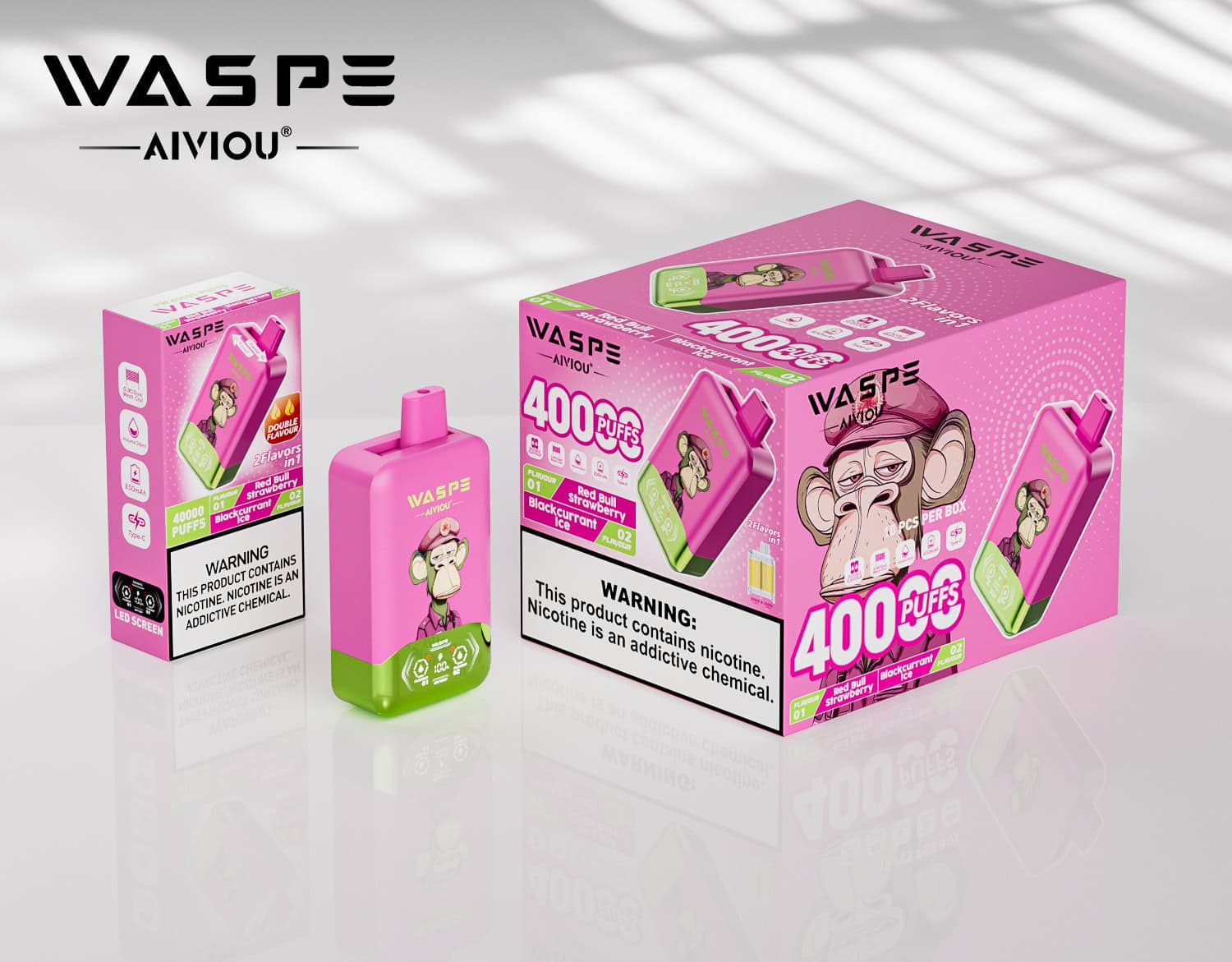 WASPE AIVIOU 40000 Red Bull Strawberry & Blackcurrant Ice - Image 3