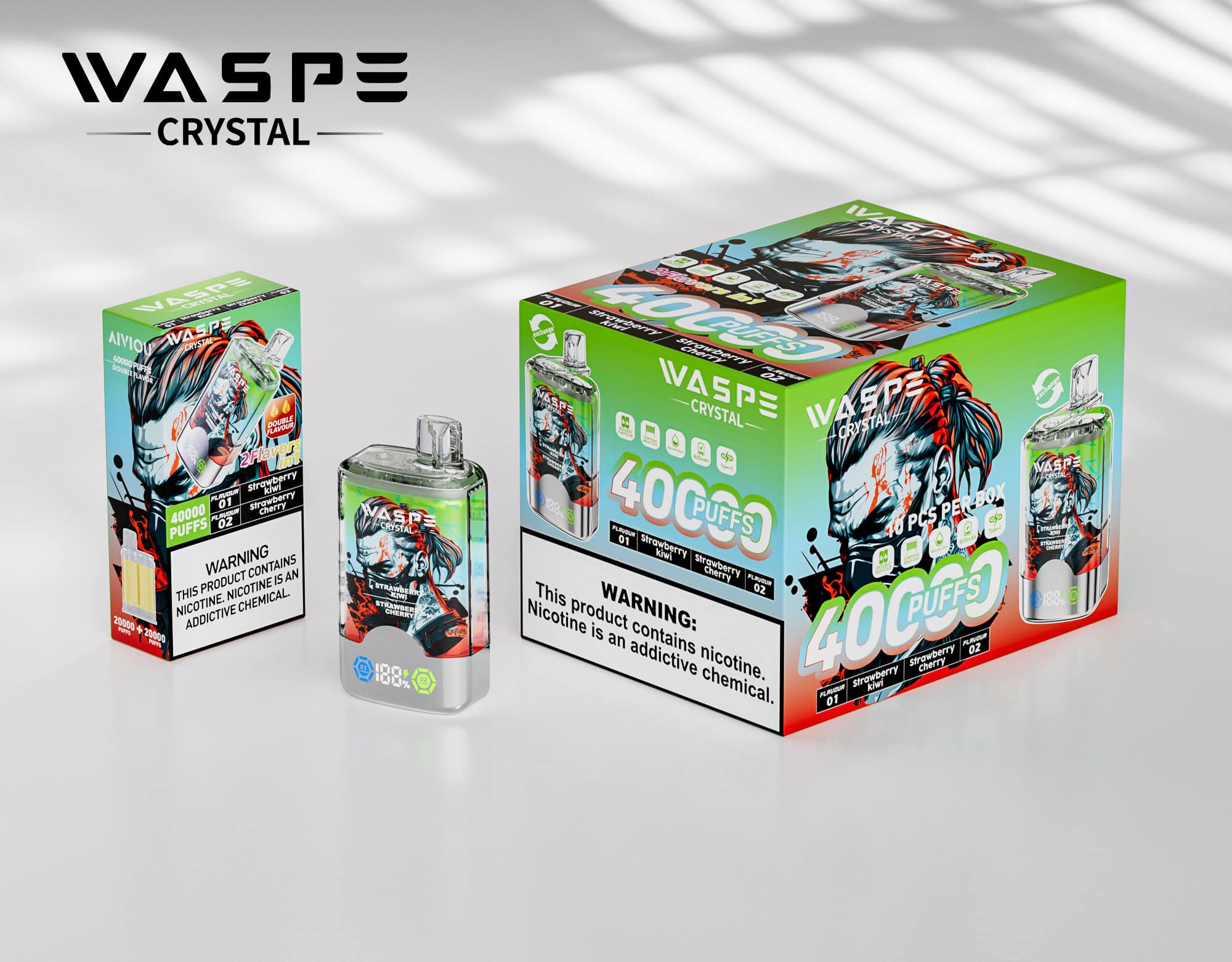WASPE Crystal 40000 Strawberry Kiwi & Strawberry Cherry - Image 3